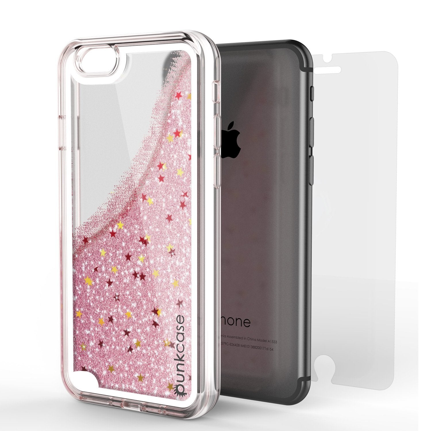 iPhone 8 Case, PunkCase LIQUID Rose Series, Protective Dual Layer Floating Glitter Cover