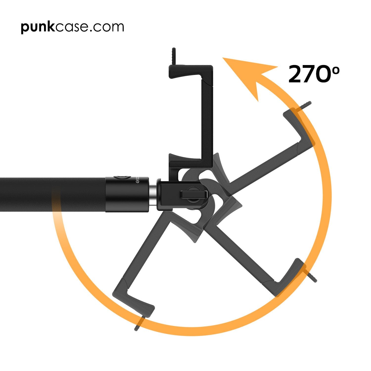 Selfie Stick - Black, Extendable Monopod with Built-In Bluetooth Remote Shutter