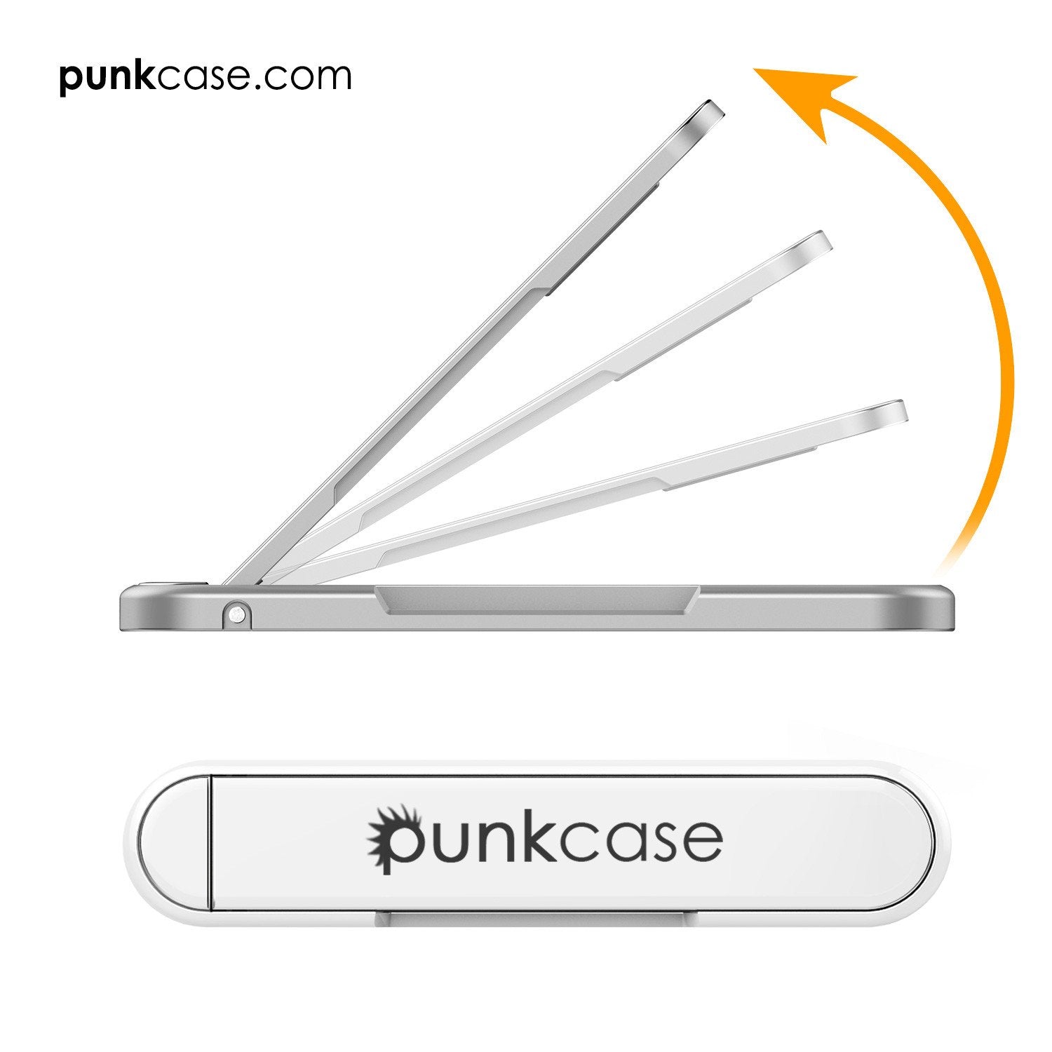PUNKCASE FlickStick Universal Cell Phone Kickstand for all Mobile Phones & Cases with Flat Backs, One Finger Operation (White)