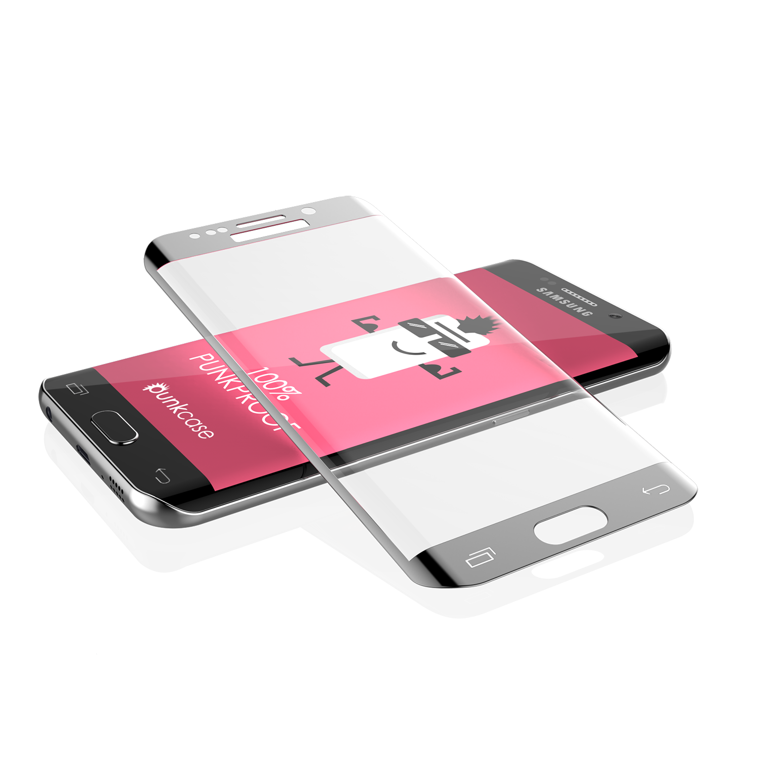 Galaxy S7 Edge Silver Punkcase Glass SHIELD Tempered Glass Screen Protector 0.33mm Thick 9H Glass