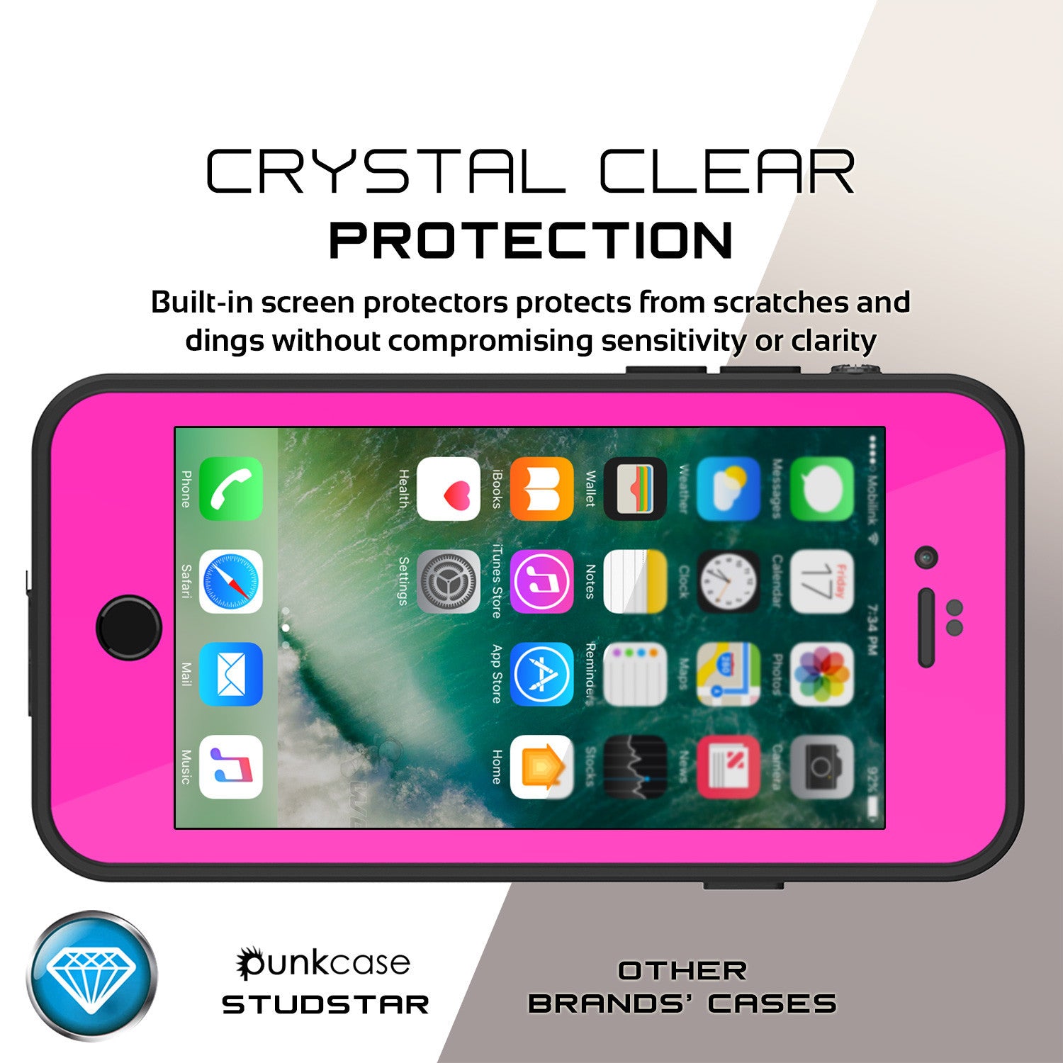 PUNKCASE - Studstar Series Snowproof Case for Apple IPhone 7 | Pink