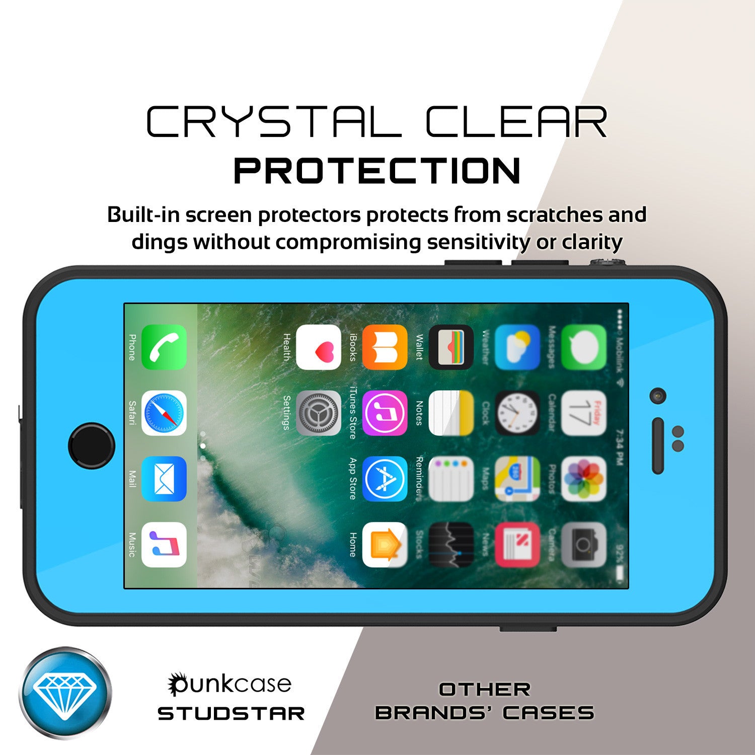 PUNKCASE - Studstar Series Snowproof Case for Apple IPhone 7 | Light Blue