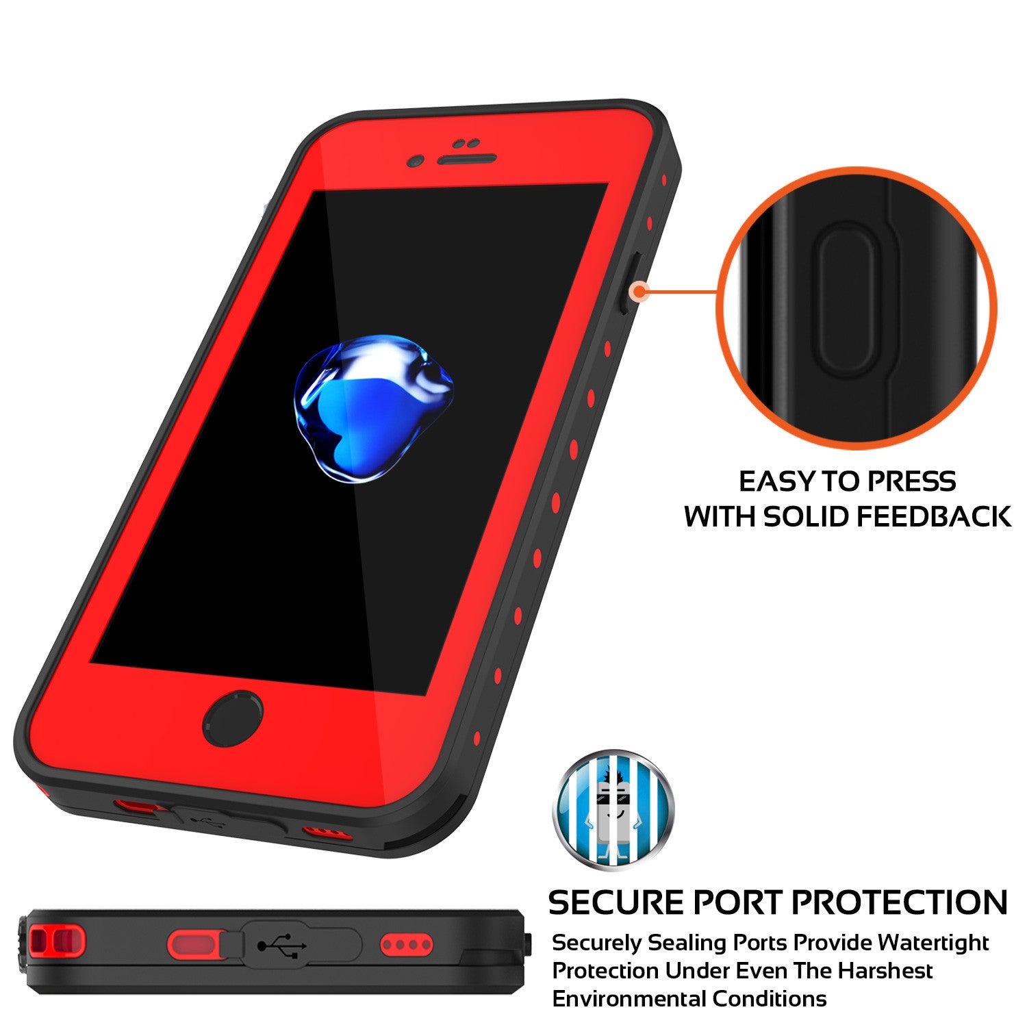PUNKCASE - Studstar Series Snowproof Case for Apple IPhone 7 | Red