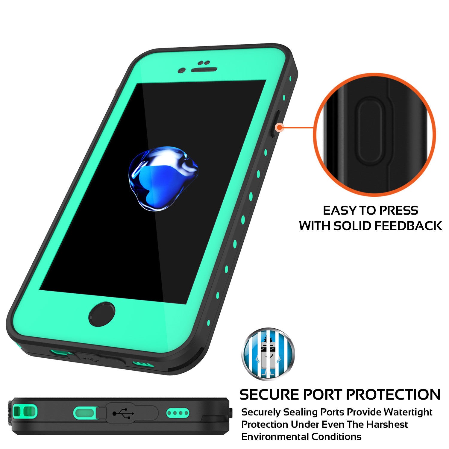 PUNKCASE - Studstar Series Snowproof Case for Apple IPhone 7 | Teal