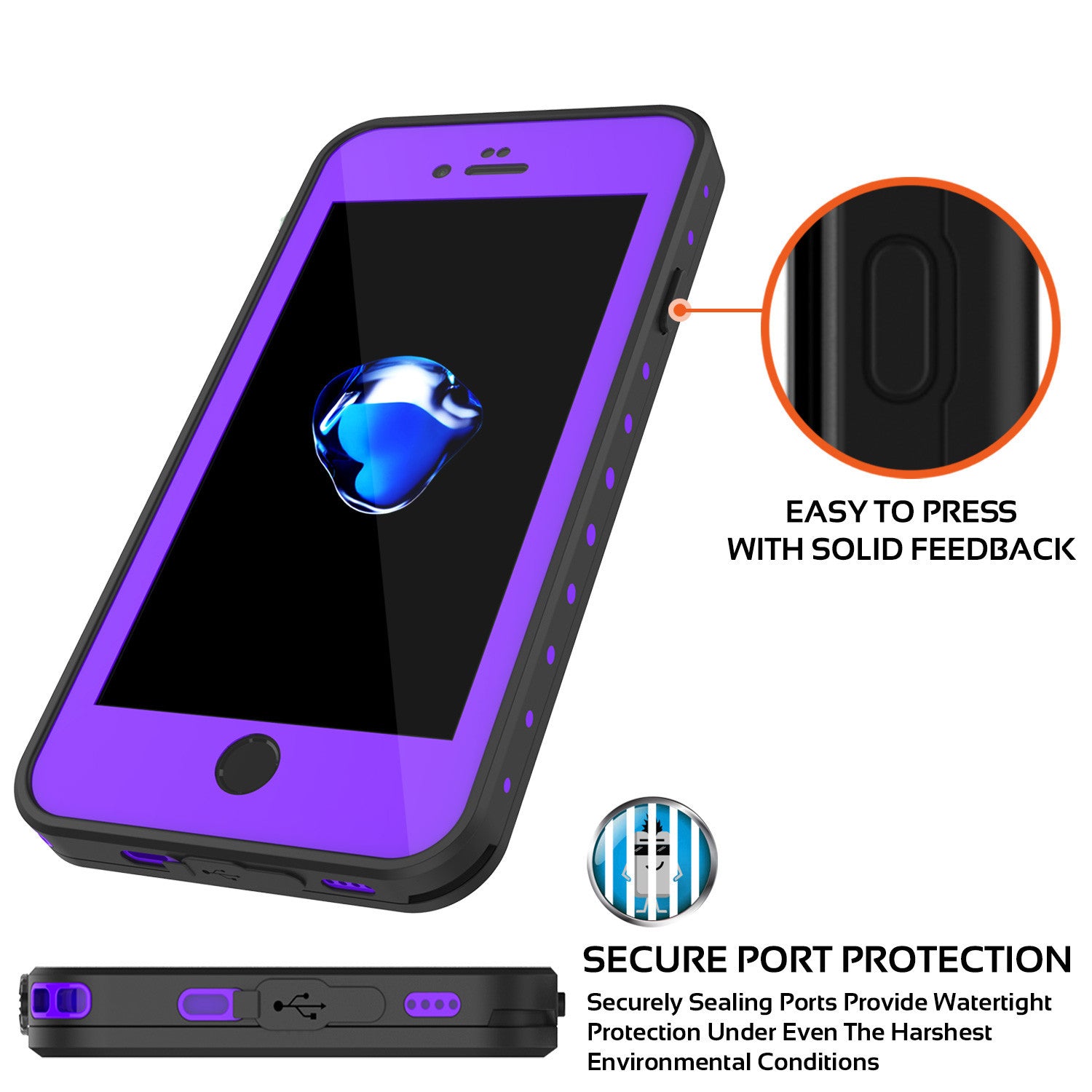PUNKCASE - Studstar Series Snowproof Case for Apple IPhone 7 | Purple
