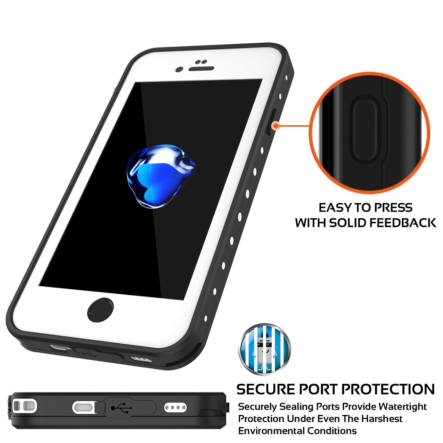 PUNKCASE - Studstar Series Snowproof Case for Apple IPhone 7 | White