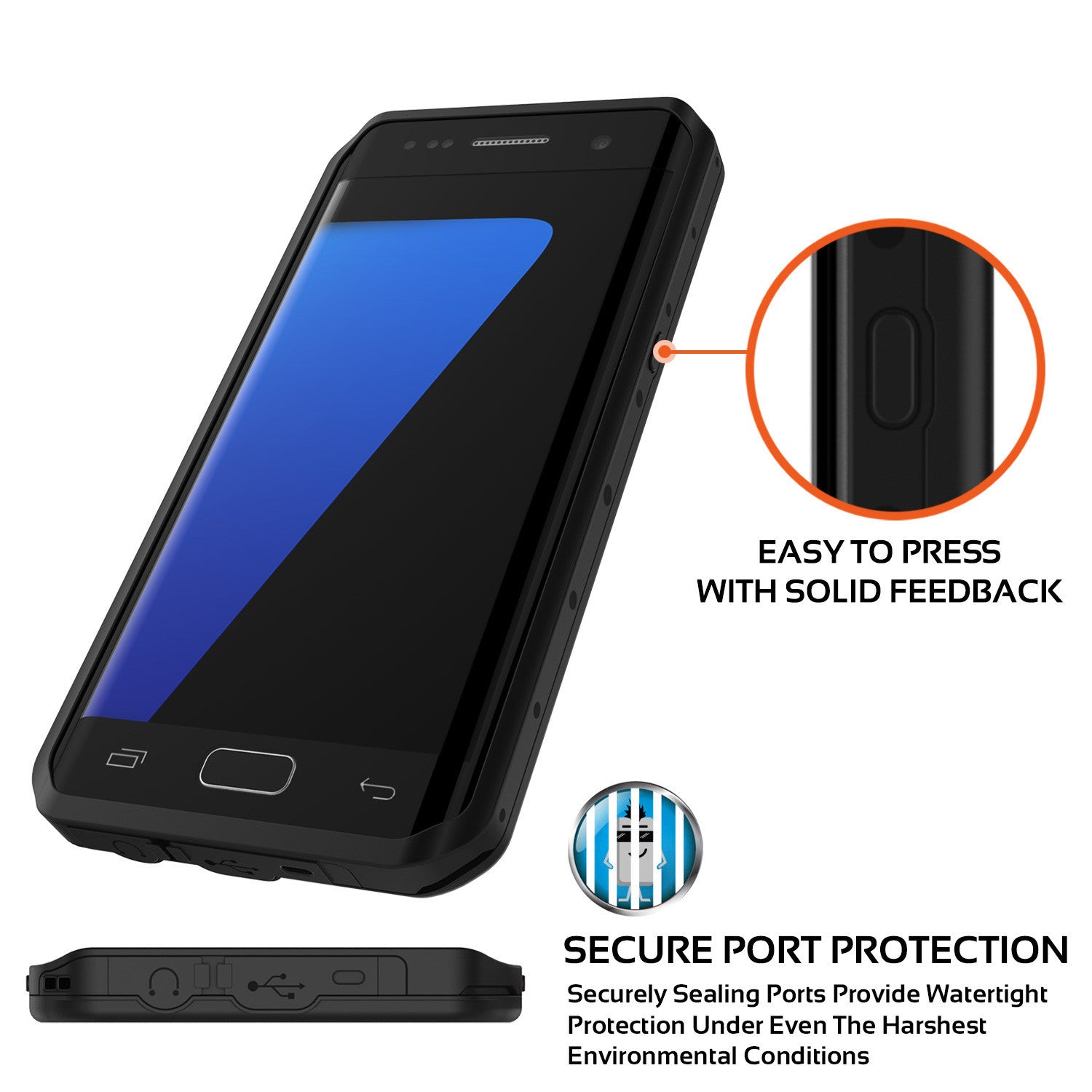 PUNKCASE - Studstar Series Snowproof Case for Galaxy S7 Edge | Black