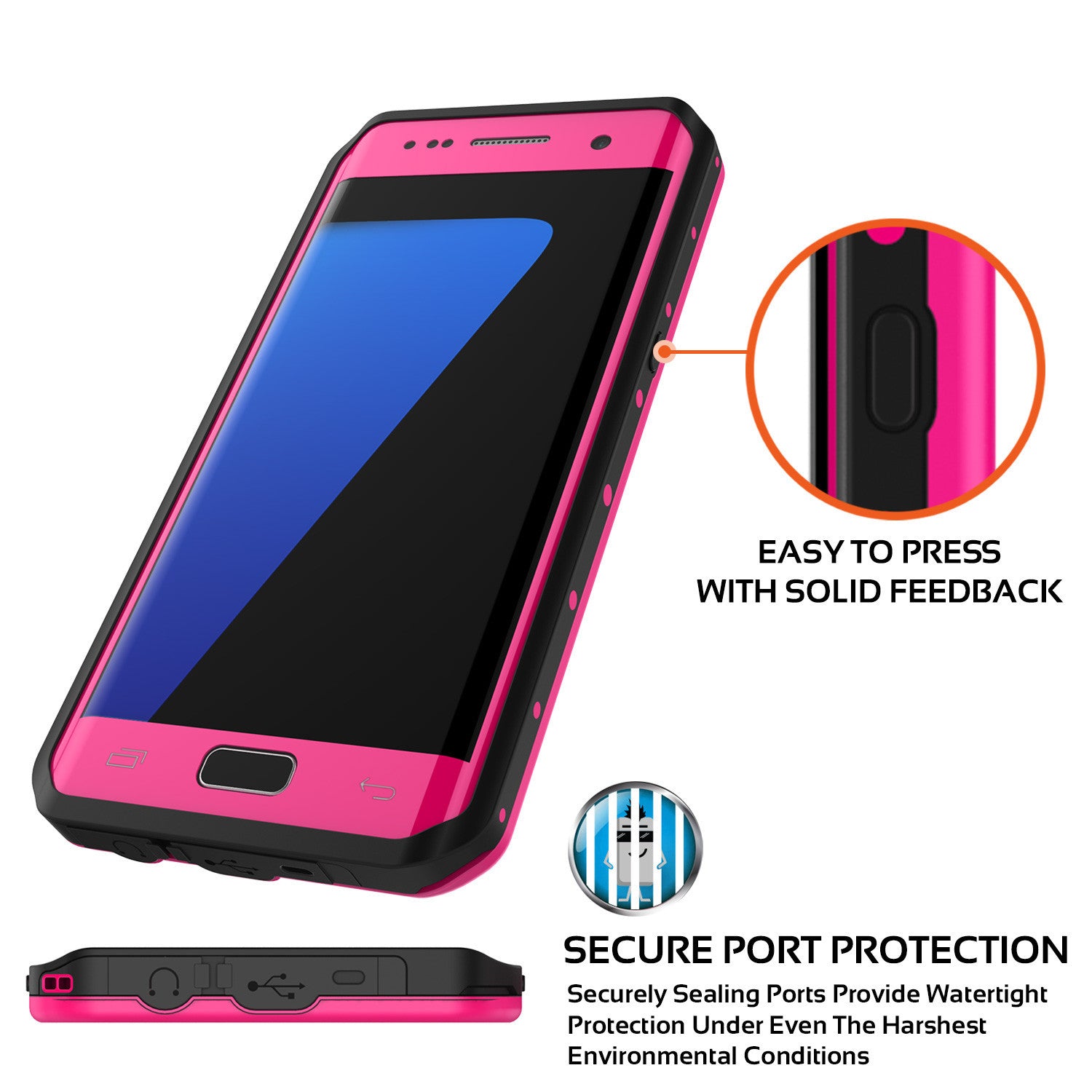 PUNKCASE - Studstar Series Snowproof Case for Galaxy S7 Edge | Pink