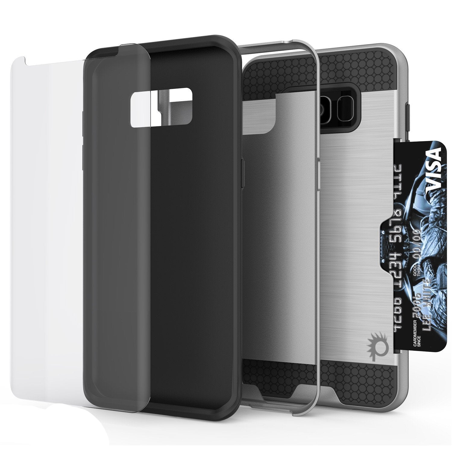 Galaxy S8 Case PunkCase SLOT Silver Series Slim Armor Soft Cover Case