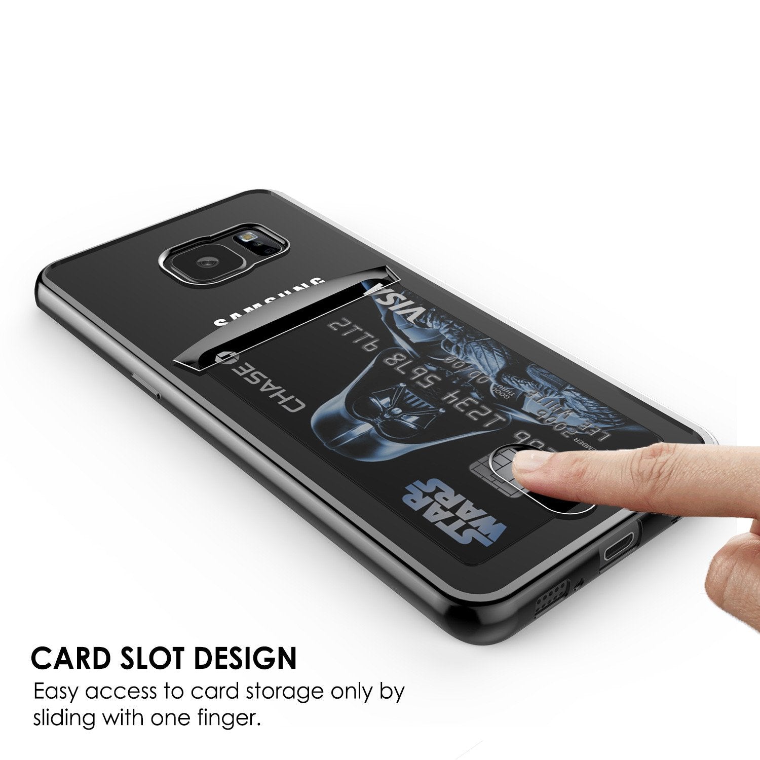 Galaxy S7 EDGE Case, PUNKCASE® LUCID Black Series | Card Slot | SHIELD Screen Protector | Ultra fit