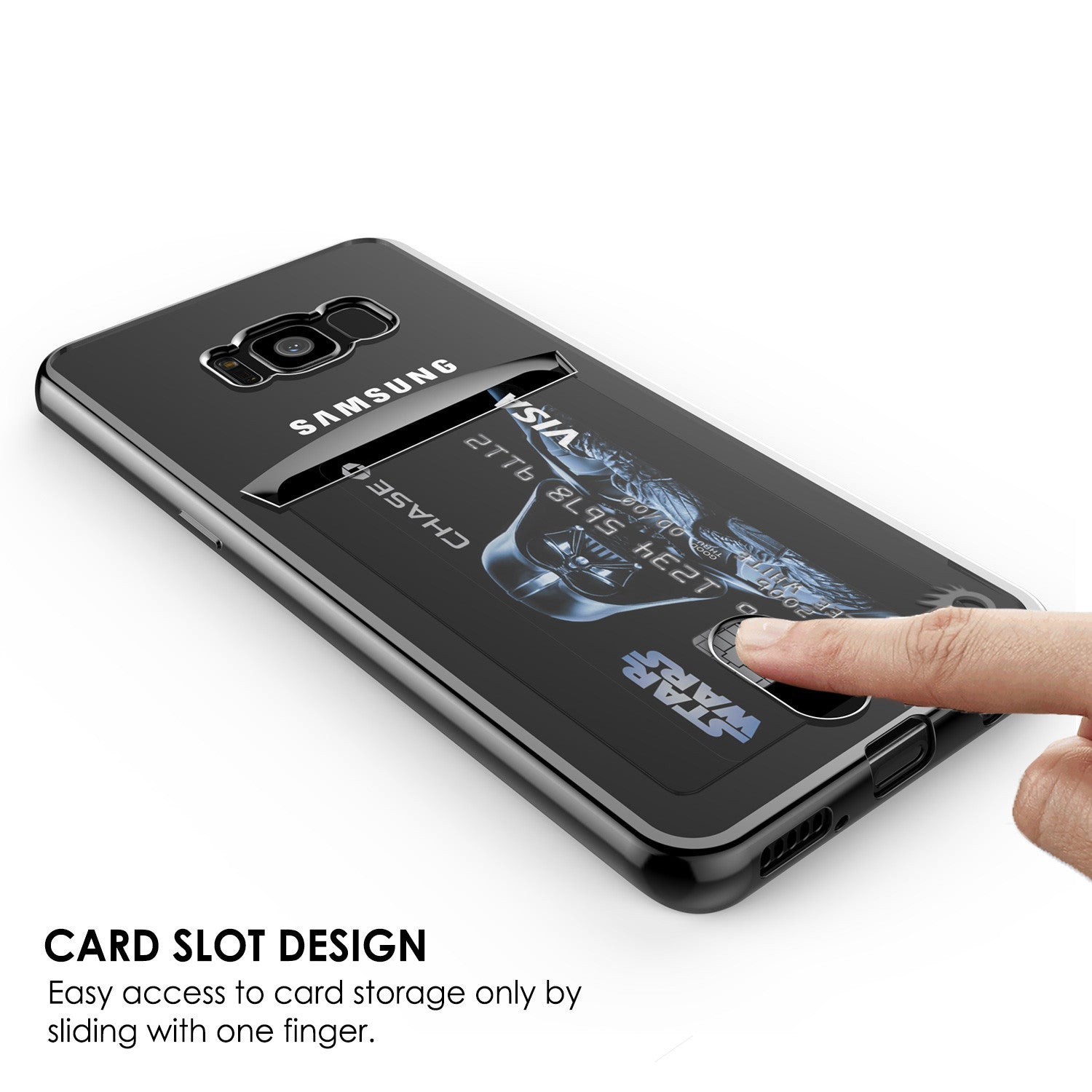 Galaxy S8 Case, PUNKCASE® LUCID Black Series | Card Slot | SHIELD Screen Protector | Ultra fit