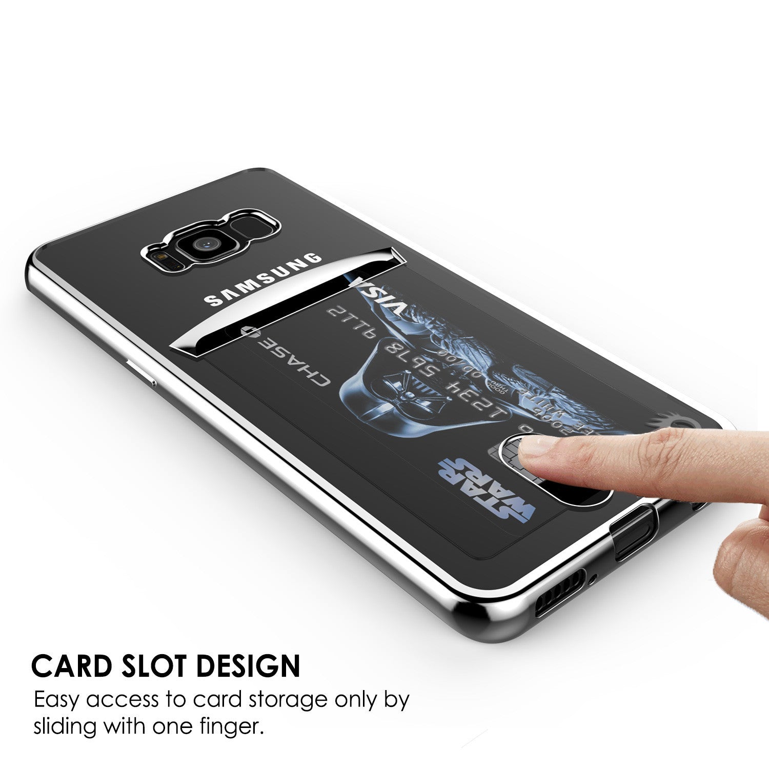 Galaxy S8 Case, PUNKCASE® LUCID Silver Series | Card Slot | SHIELD Screen Protector | Ultra fit