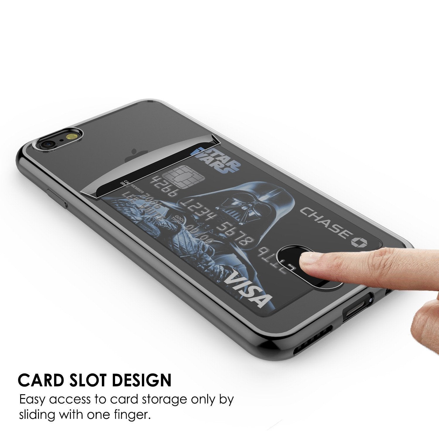 iPhone 8 Case, PUNKCASE® LUCID Black Series | Card Slot | SHIELD Screen Protector | Ultra fit