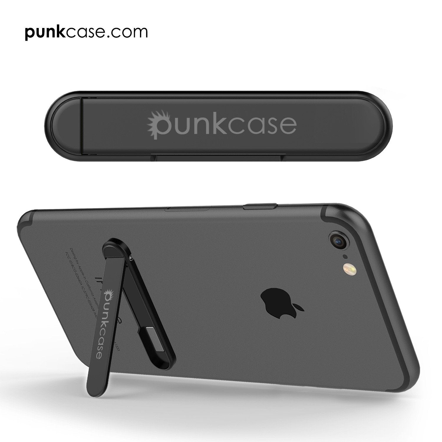 PUNKCASE FlickStick Universal Cell Phone Kickstand for all Mobile Phones & Cases with Flat Backs, One Finger Operation (Black)