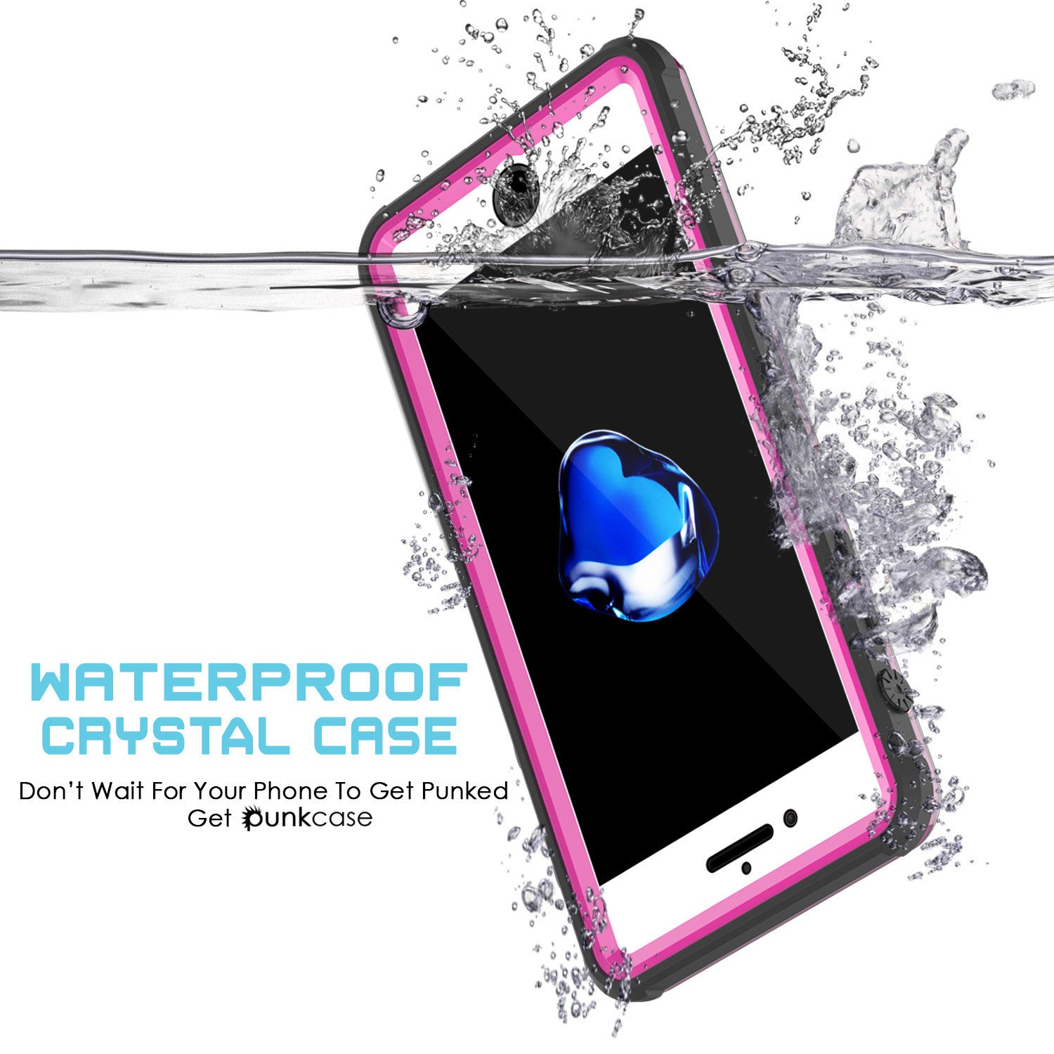 PUNKCASE - Crystal Series Waterproof Case for Apple IPhone 7+ Plus | Pink