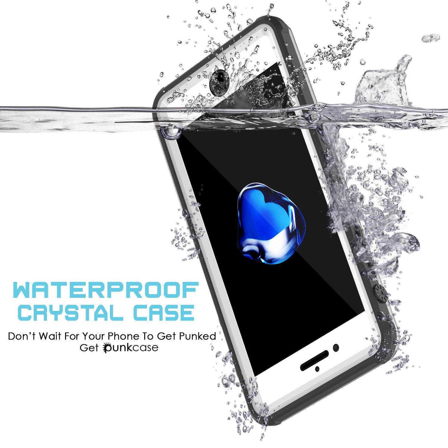 iPhone 8+ Plus Waterproof Case, PUNKcase CRYSTAL White W/ Attached Screen Protector | Warranty
