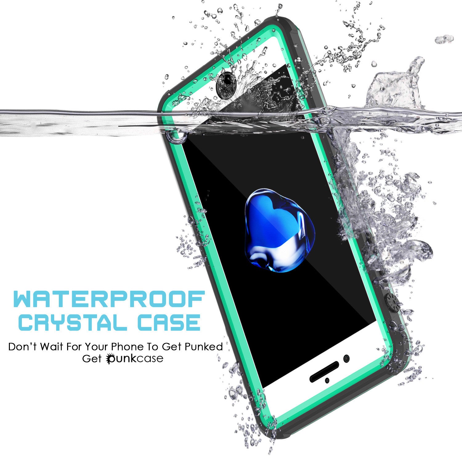 PUNKCASE - Crystal Series Waterproof Case for Apple IPhone 7+ Plus | Teal