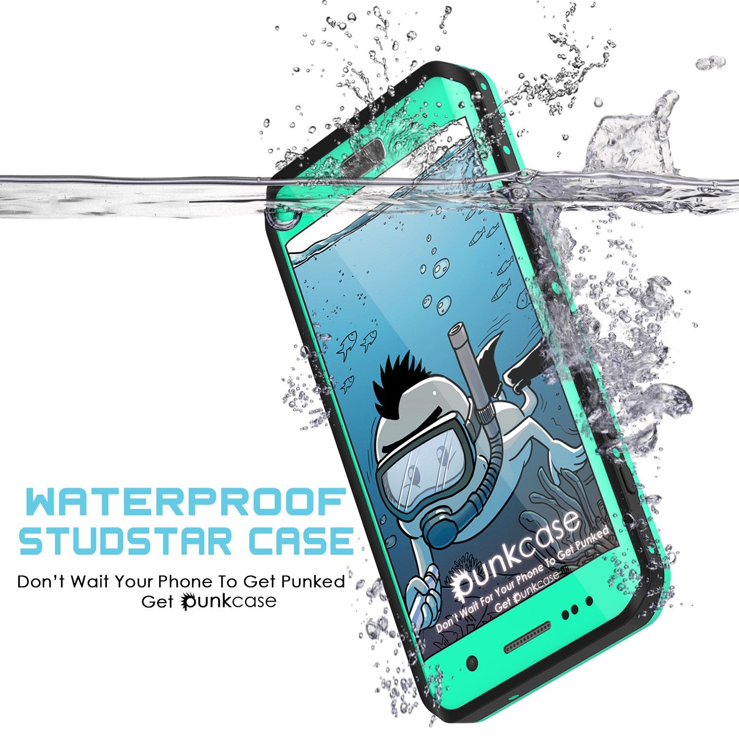 Galaxy S7 EDGE Waterproof Case PunkCase StudStar Teal Thin 6.6ft Underwater IP68 Shock/Snow Proof