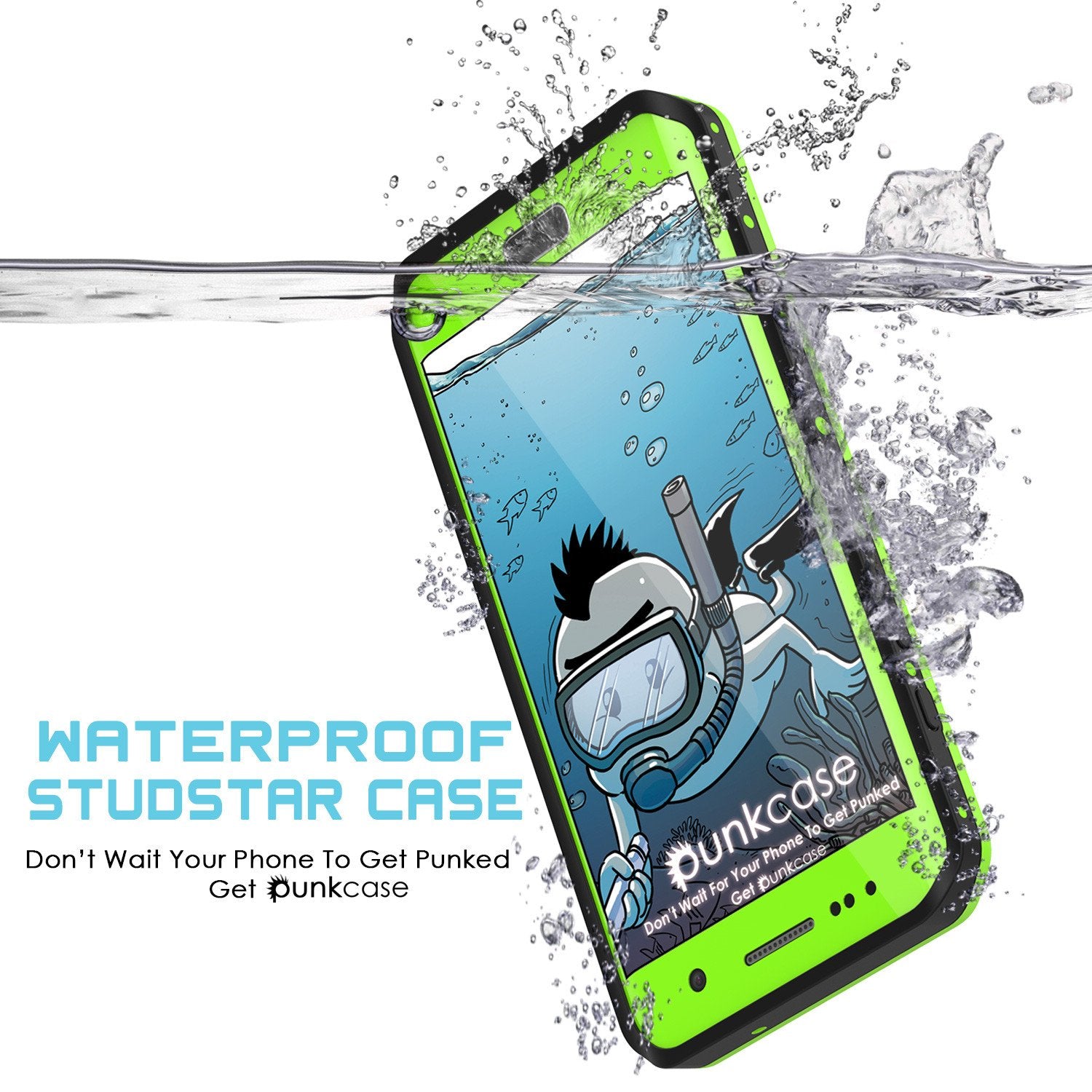 Galaxy S7 EDGE Waterproof Case PunkCase StudStar Light Green Thin 6.6ft Underwater IP68 ShockProof
