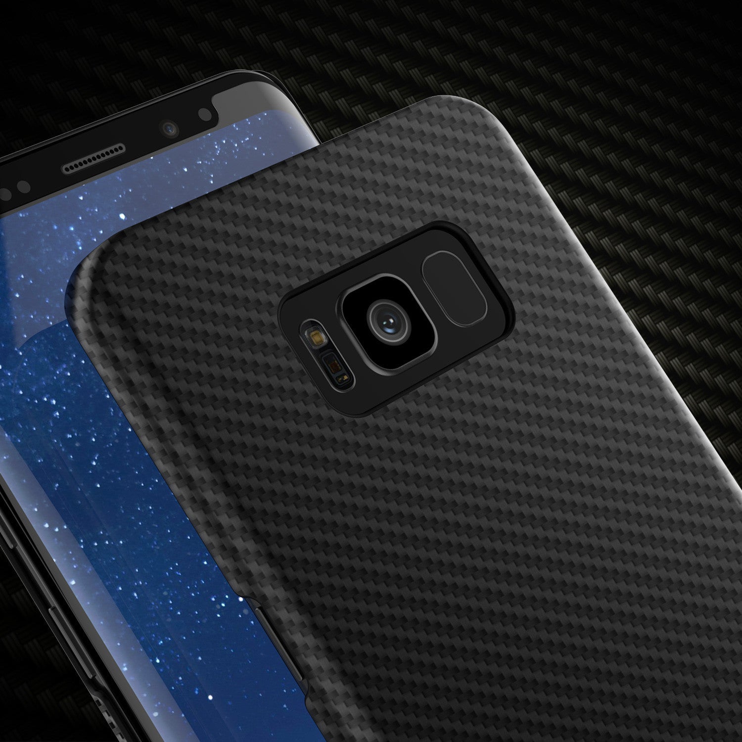 Galaxy S8 Plus Case, PunkCase CarbonShield, Jet Black