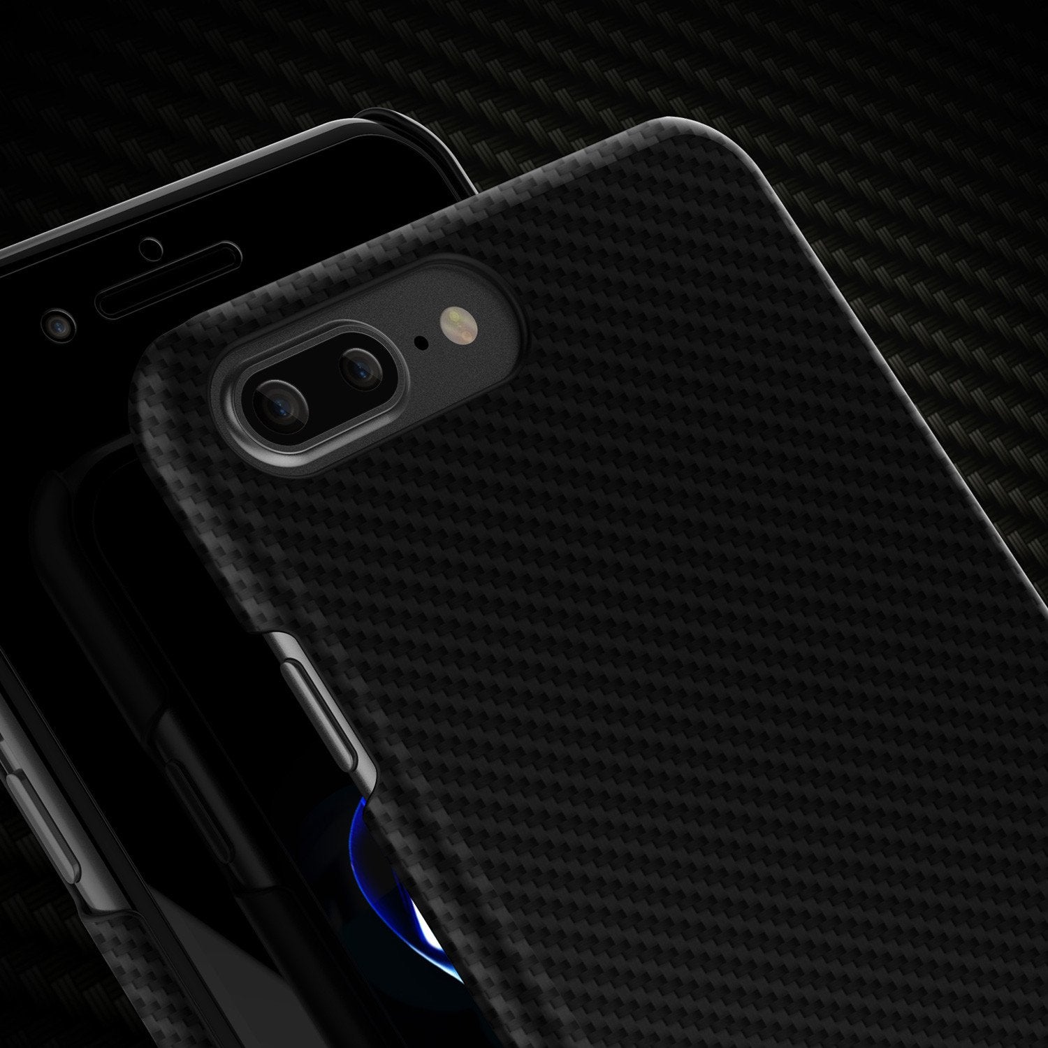 iPhone 8+ Plus Case - Punkcase CarbonShield Jet Black