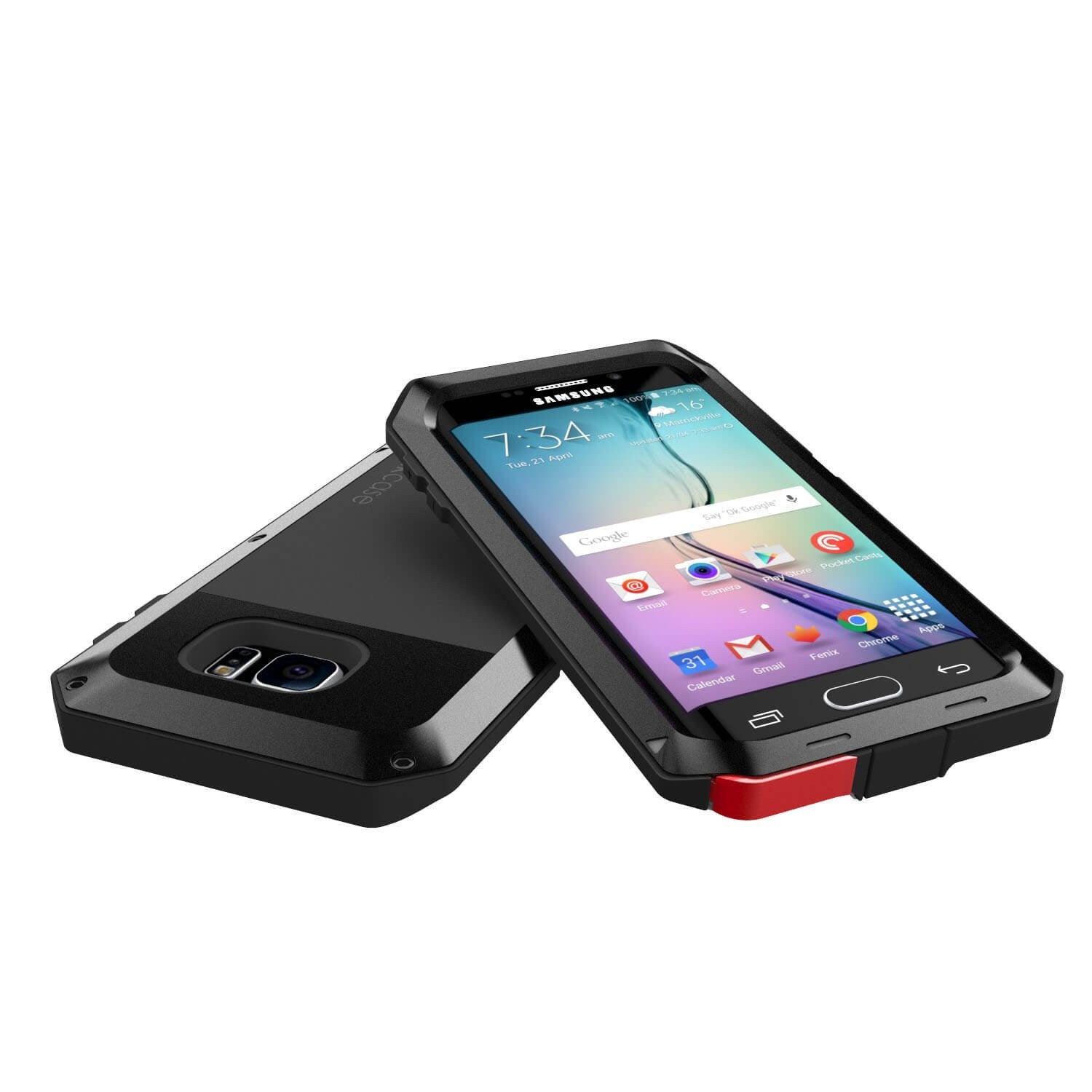 Galaxy S7 EDGE Case, PUNKcase Metallic Black Shockproof Slim Metal Armor Case