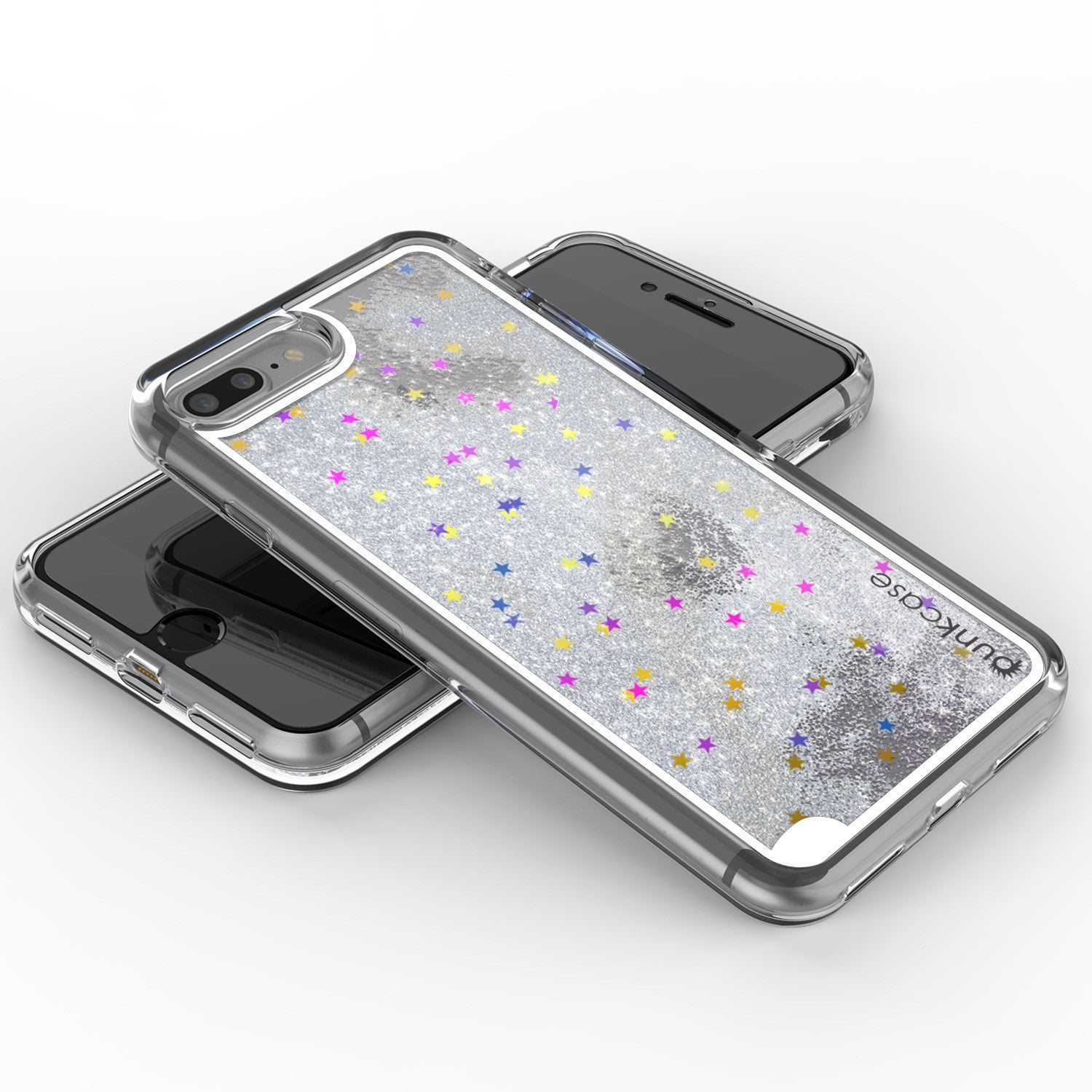 iPhone 7 Plus Case, PunkCase LIQUID Silver Series, Protective Dual Layer Floating Glitter Cover