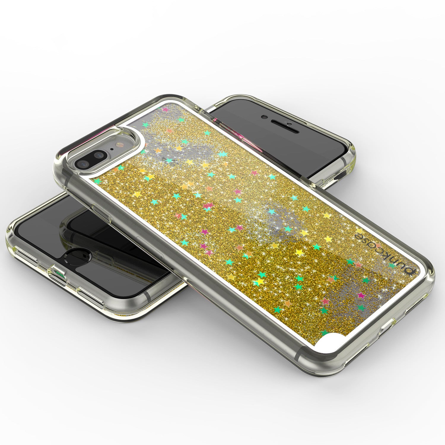 iPhone 7 Plus Case, PunkСase LIQUID Gold Series, Protective Dual Layer Floating Glitter Cover