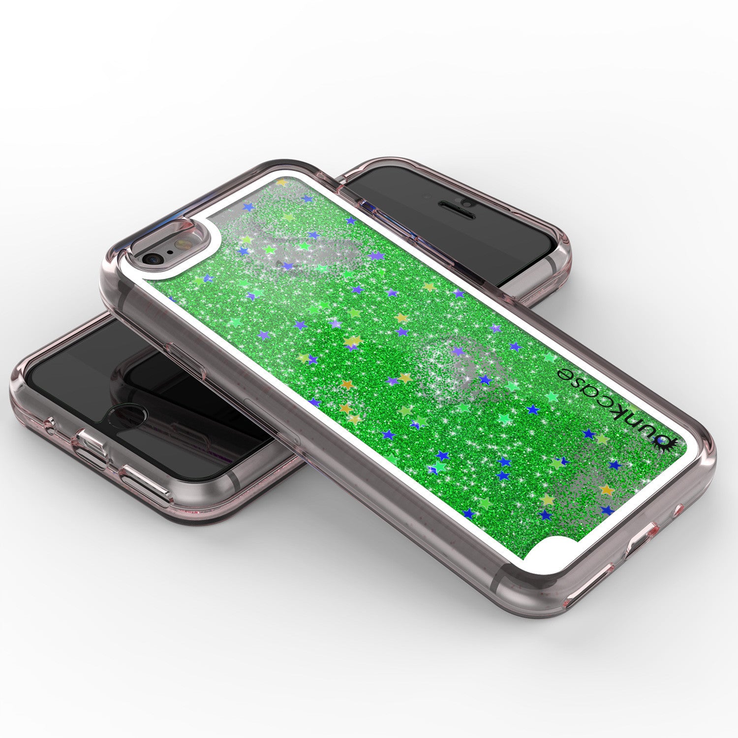 iPhone 7 Case, PunkCase LIQUID Green Series, Protective Dual Layer Floating Glitter Cover