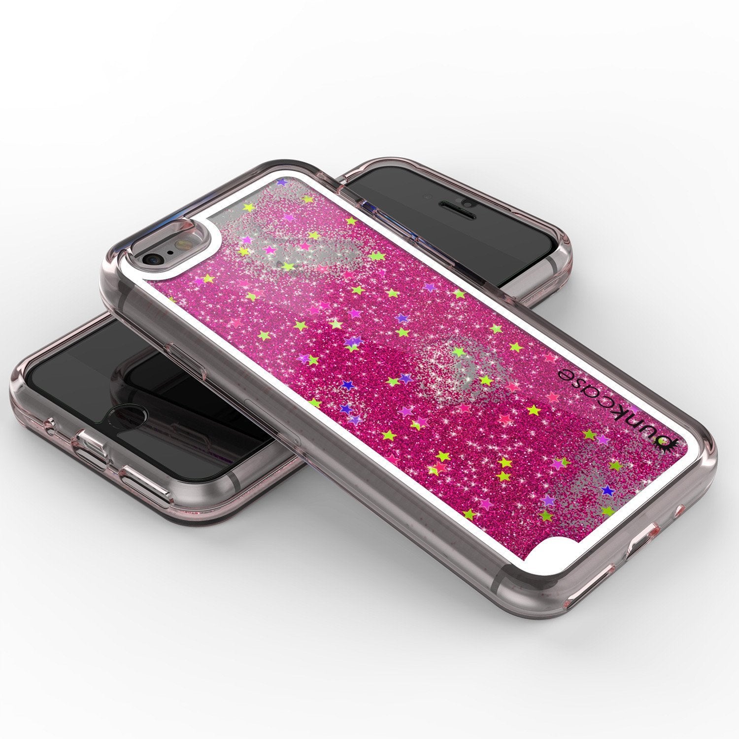 iPhone 8 Case, PunkCase LIQUID Pink Series, Protective Dual Layer Floating Glitter Cover