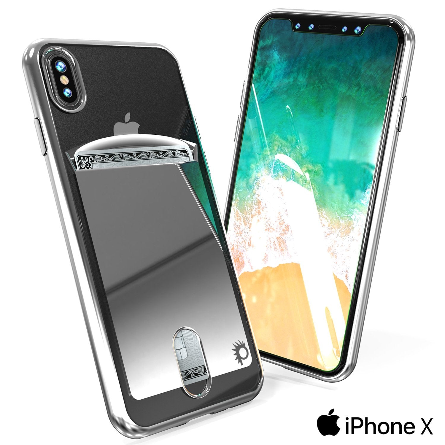 Punkcase iPhone X LUCID Series Dual Layer Armor Cover | SILVER