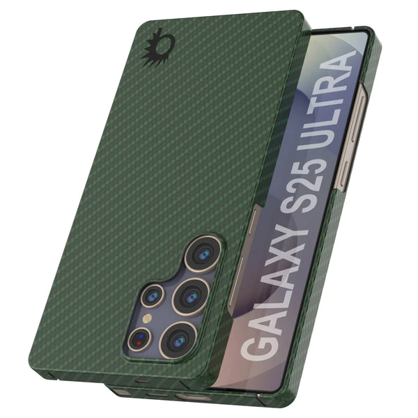 Punkcase Galaxy S25 Ultra Carbon Fiber Case [AramidShield Series] Ultra Slim & Light Kevlar [Green]