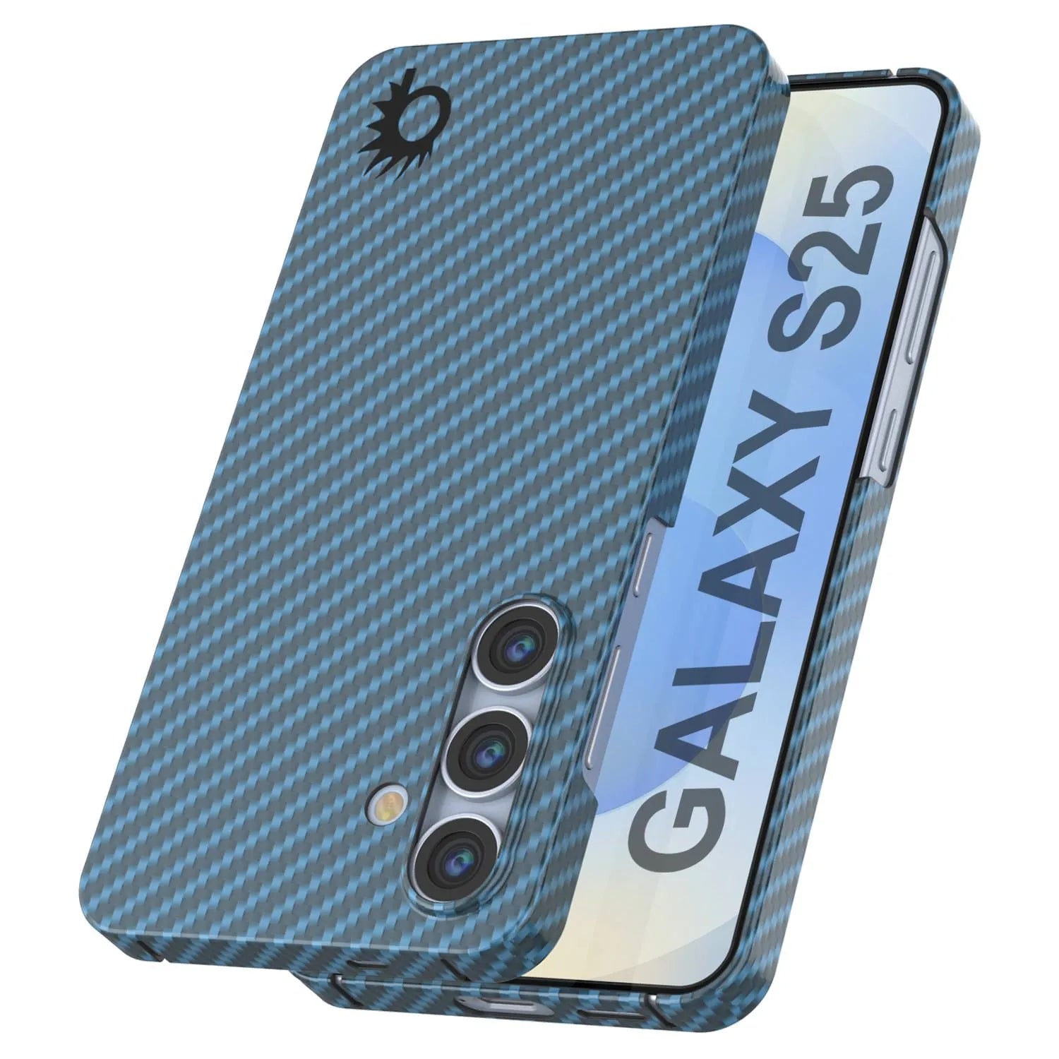 Punkcase Galaxy S25 Carbon Fiber Case [AramidShield Series] Ultra Slim & Light Kevlar [Blue]