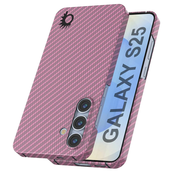 Punkcase Galaxy S25 Carbon Fiber Case [AramidShield Series] Ultra Slim & Light Kevlar [Pink]