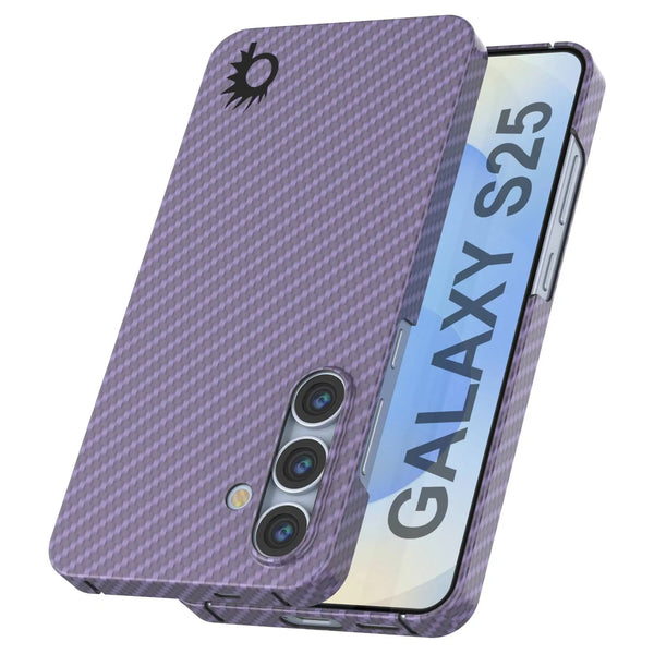 Punkcase Galaxy S25 Carbon Fiber Case [AramidShield Series] Ultra Slim & Light Kevlar [Lilac]