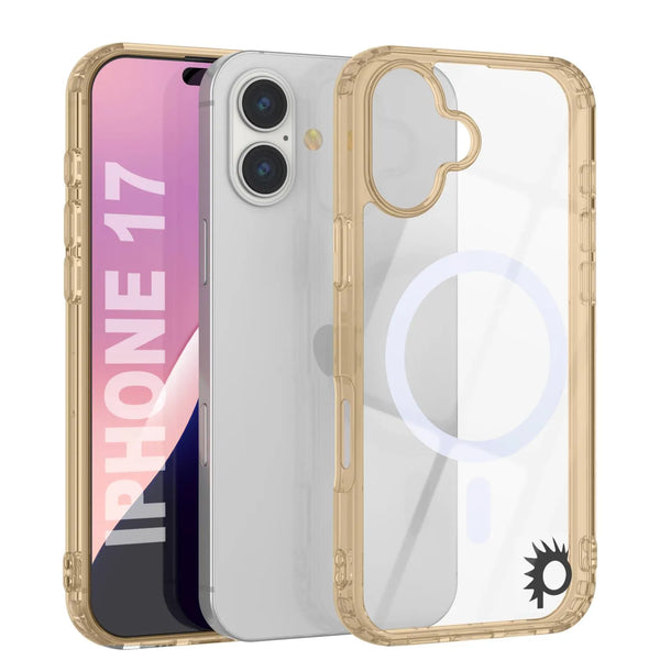 Punkcase iPhone 17 Magnetic Wireless Charging Case [ClearMag Series][Gold]
