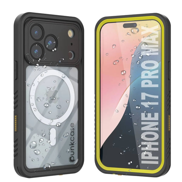 iPhone 17 Pro Max Waterproof Case, Punkcase [Extreme Series] Armor Cover W/ Built In Screen Protector [Yellow]
