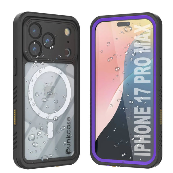 Products iPhone 17 Pro Max Waterproof Case, Punkcase [Extreme Mag Series] Armor Cover W/ Built In Screen Protector [Purple]