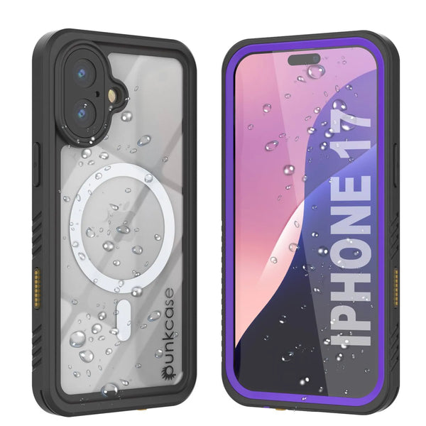 iPhone 17  Waterproof Case, Punkcase [Extreme Mag Series] Armor Cover W/ Built In Screen Protector [Purple]