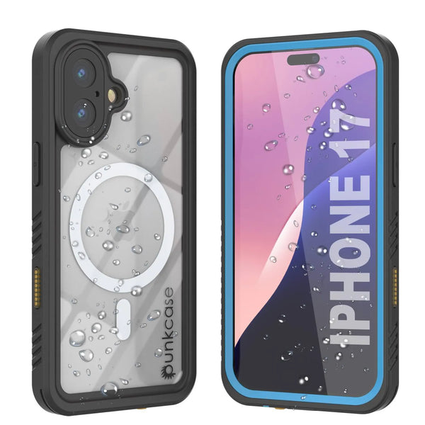 iPhone 17 Waterproof Case, Punkcase [Extreme Series] Armor Cover W/ Built In Screen Protector [Light Blue]