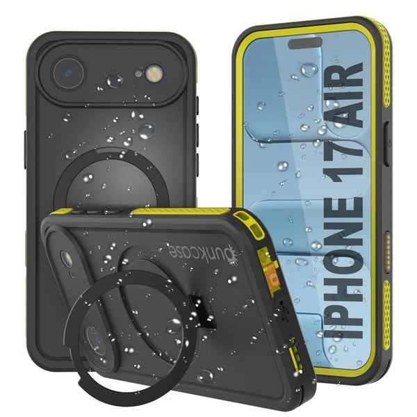 iPhone 17 Air Waterproof Case [Kickstud 2.0 Series] Protective IP68 Cover W/Screen Protector & Kickstand [Yellow]
