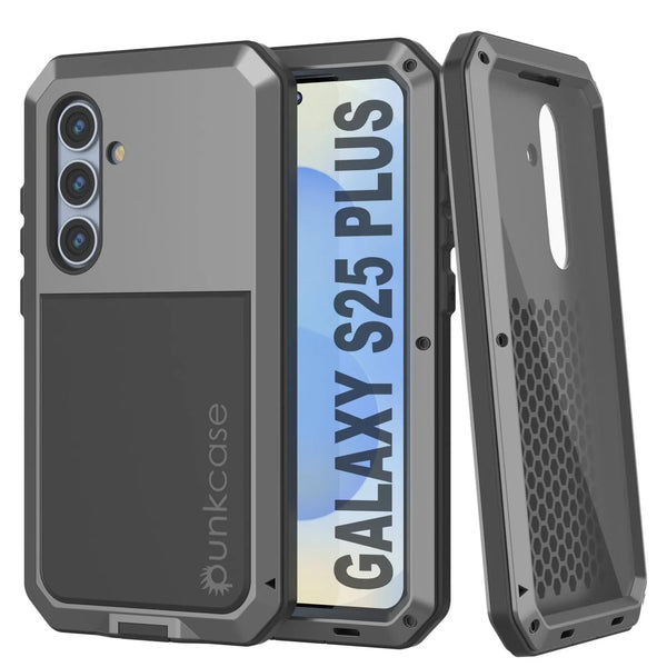 Galaxy S25 Plus Metal Case, Heavy Duty Military Grade Armor Cover [shock proof] Full Body Hard [Silver]