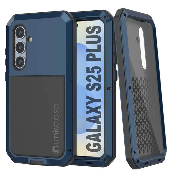 Galaxy S25 Plus Metal Case, Heavy Duty Military Grade Armor Cover [shock proof] Full Body Hard [Blue]