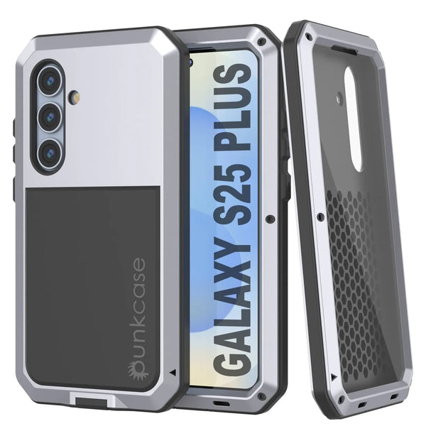 Galaxy S25 Plus Metal Case, Heavy Duty Military Grade Armor Cover [shock proof] Full Body Hard [White]