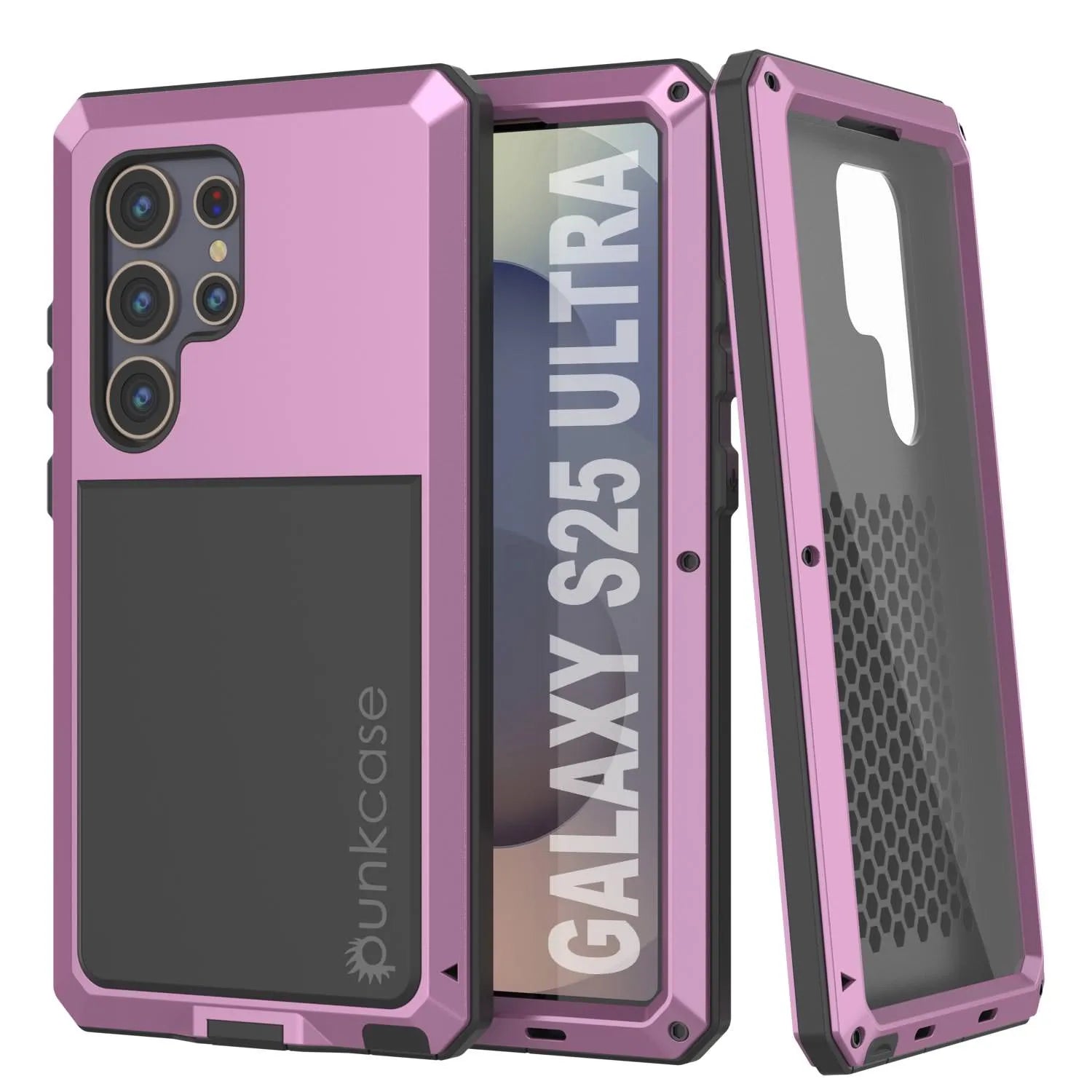 Galaxy S25 Ultra Metal Case, Heavy Duty Military Grade Armor Cover [shock proof] Full Body Hard [Pink]