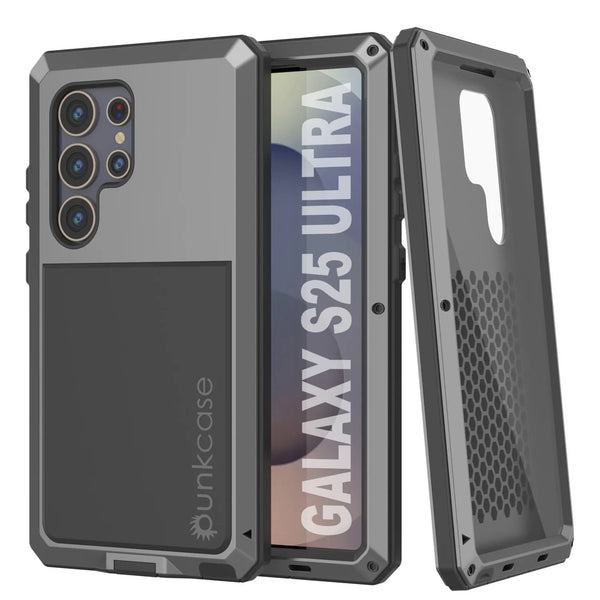 Galaxy S25 Ultra Metal Case, Heavy Duty Military Grade Armor Cover [shock proof] Full Body Hard [Silver]