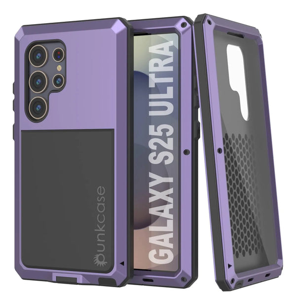 Galaxy S25 Ultra Metal Case, Heavy Duty Military Grade Armor Cover [shock proof] Full Body Hard [Purple]