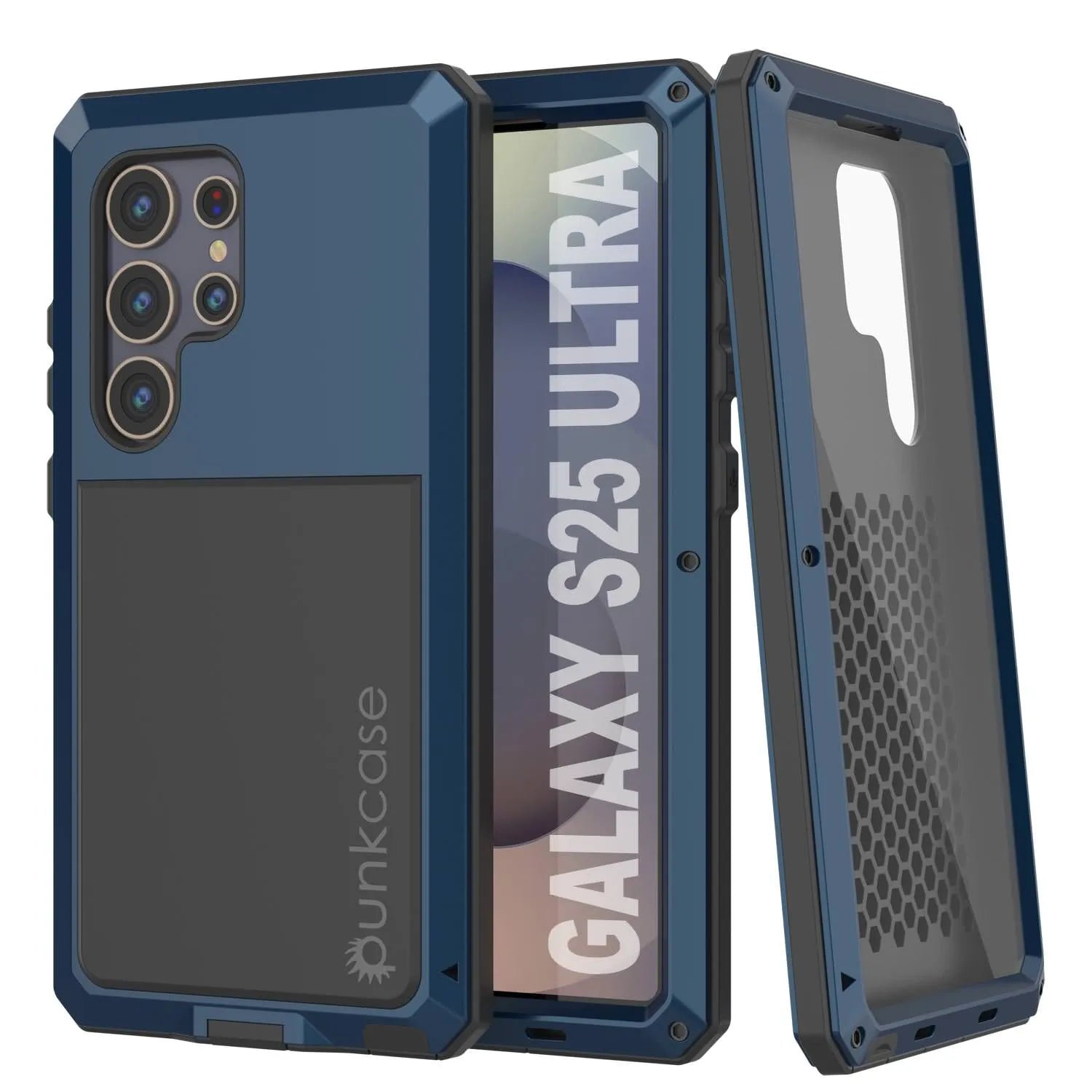 Galaxy S25 Ultra Metal Case, Heavy Duty Military Grade Armor Cover [shock proof] Full Body Hard [Blue]