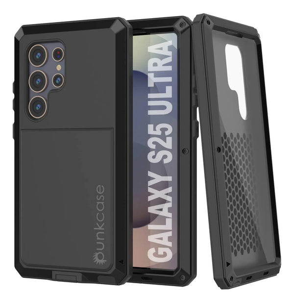 Galaxy S25 Ultra Metal Case, Heavy Duty Military Grade Armor Cover [shock proof] Full Body Hard [Black]