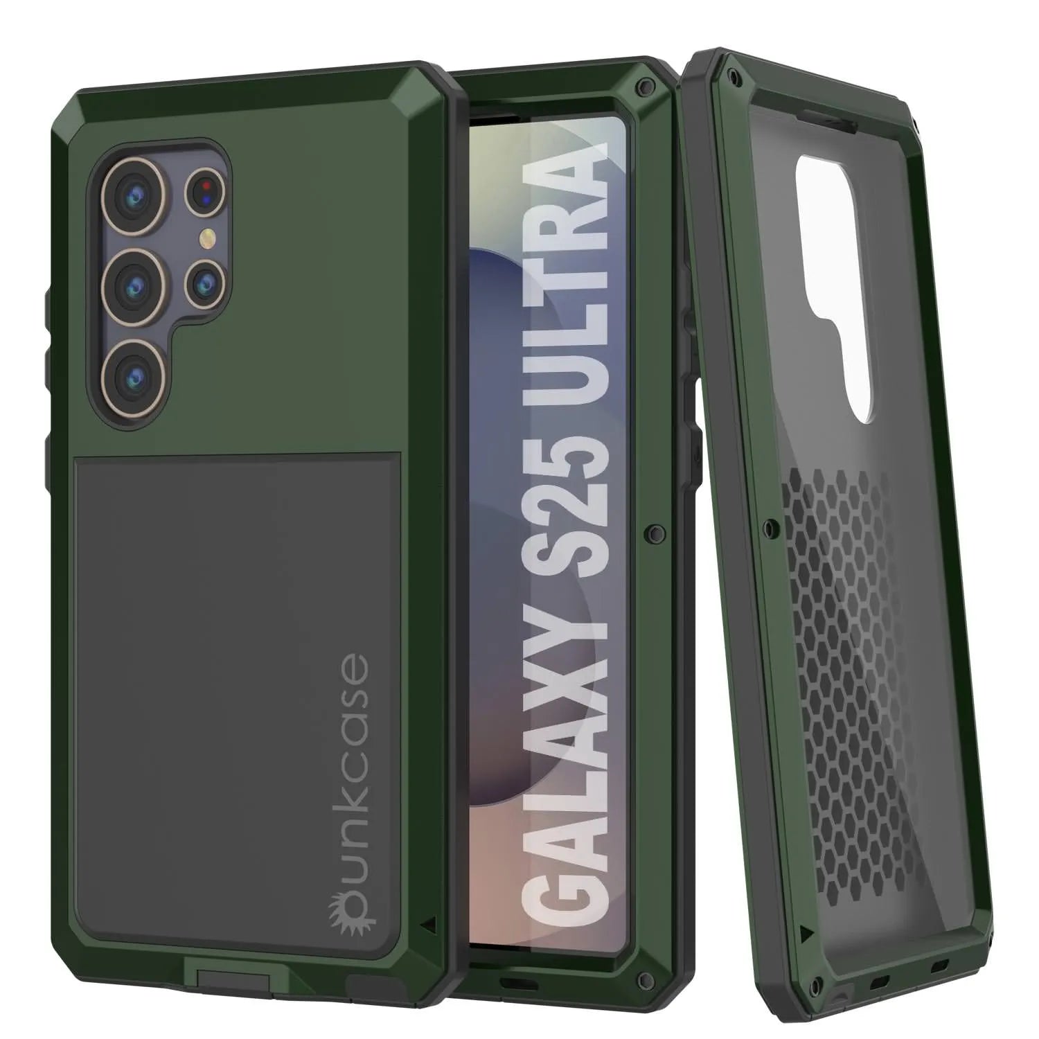 Galaxy S25 Ultra Metal Case, Heavy Duty Military Grade Armor Cover [shock proof] Full Body Hard [Dark Green]